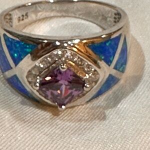 Elegant Silver and Purple Gemstone Ring